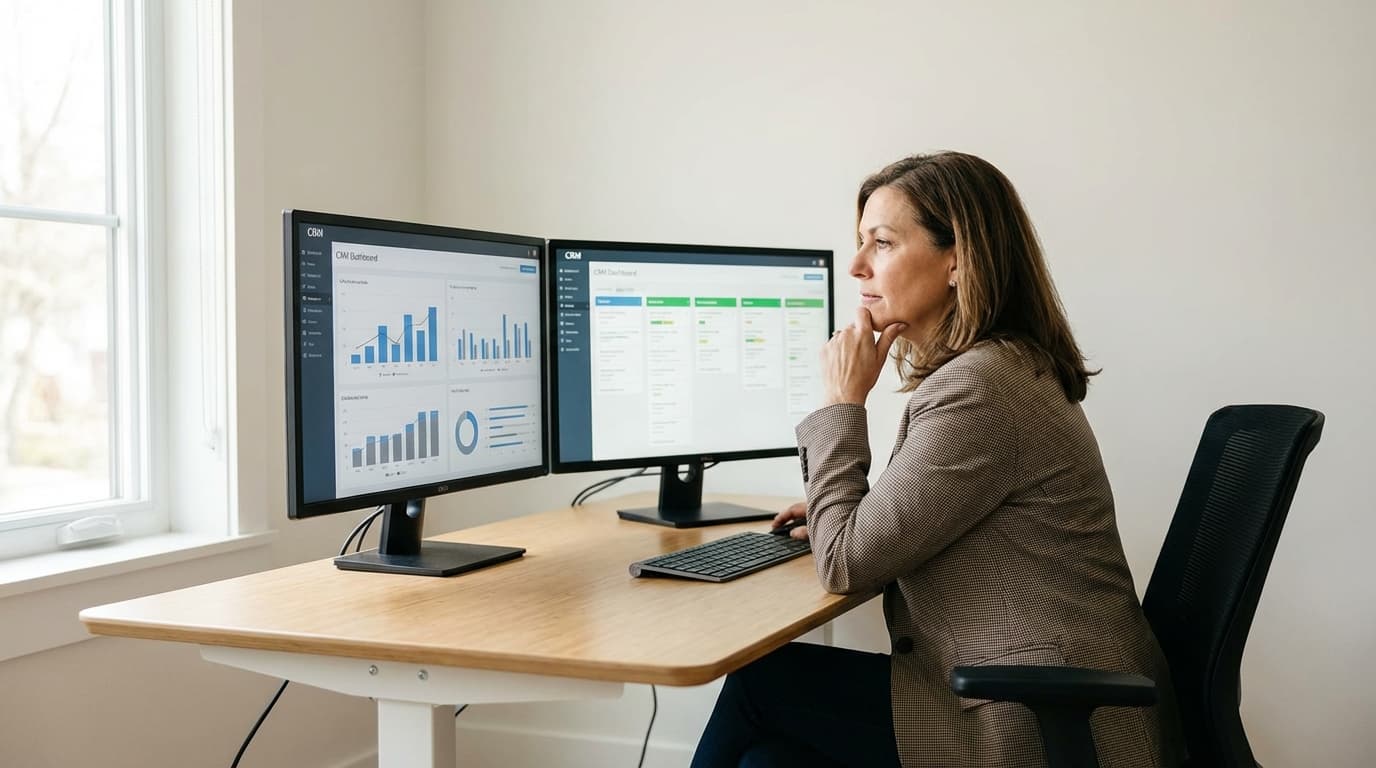Side-by-side comparison of CRM dashboards showing different approaches to home service business management