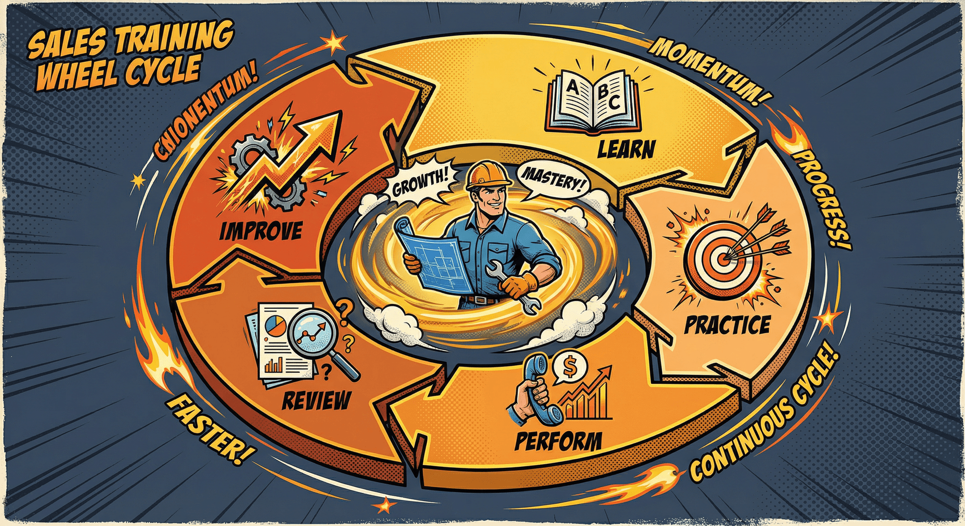 Sales Training Wheel - comprehensive contractor sales training methodology